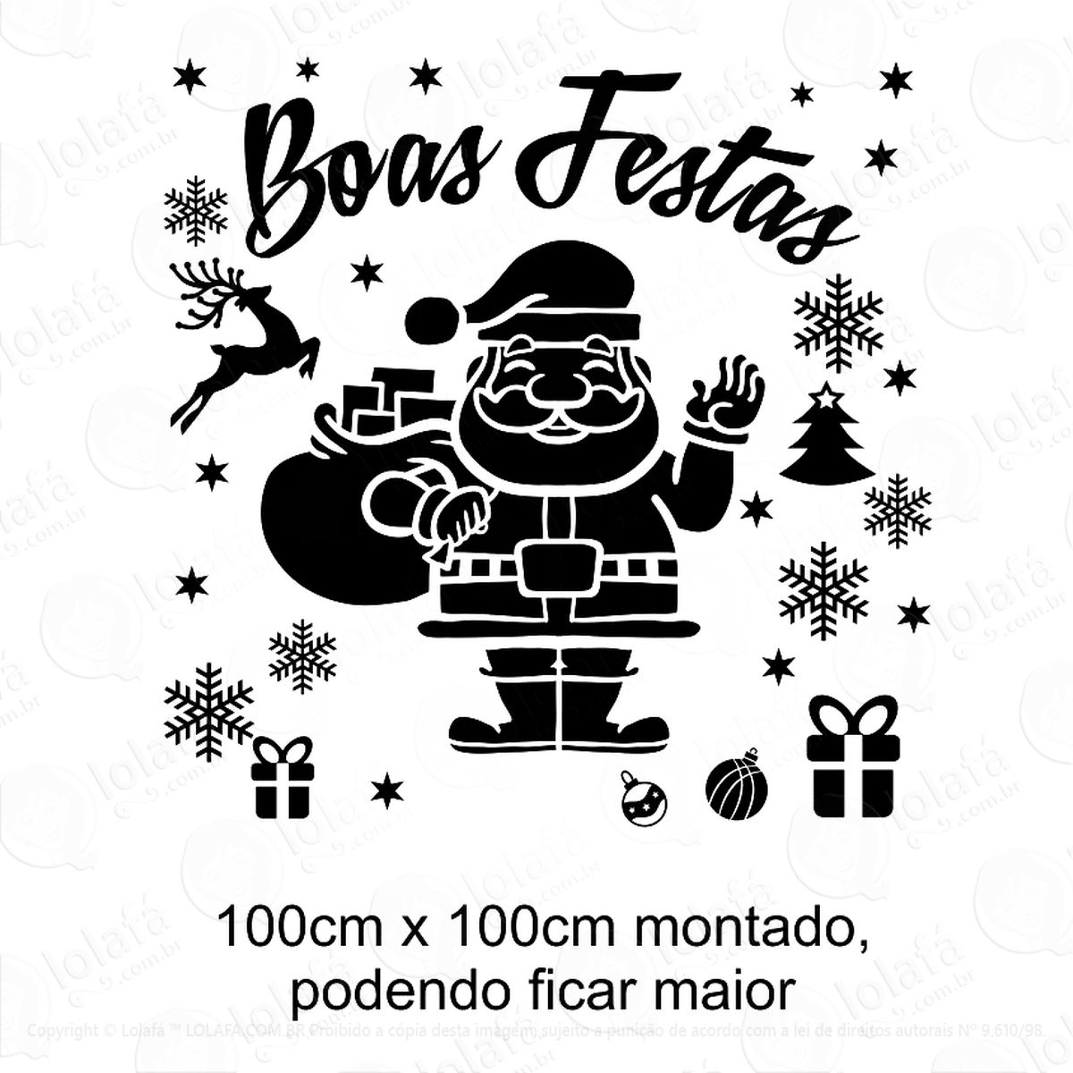 adesivo de natal papai noel decorativo para vitrines mod:413