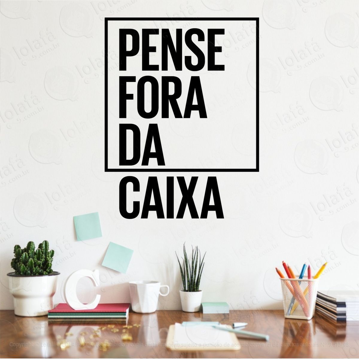 adesivo de parede decorativo pense fora da caixa mod:502