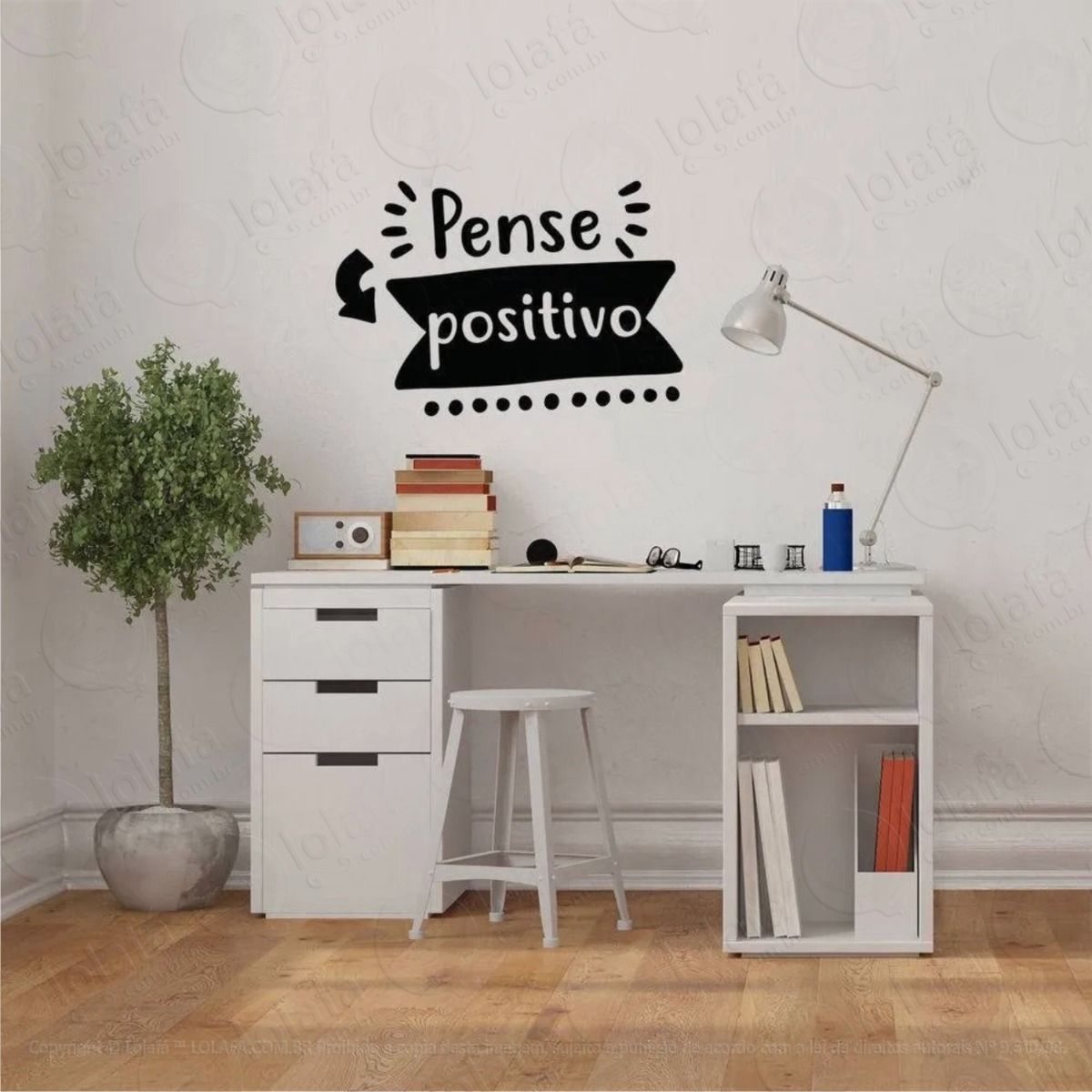 adesivo de parede decorativo pense positivo mod:551