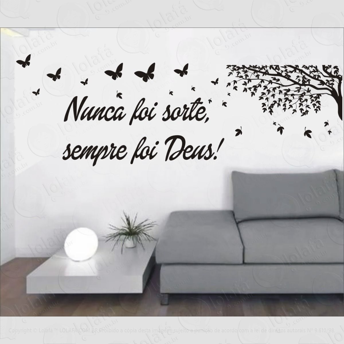 adesivo decorativo parede - frase nunca foi sorte, foi deus! mod:567