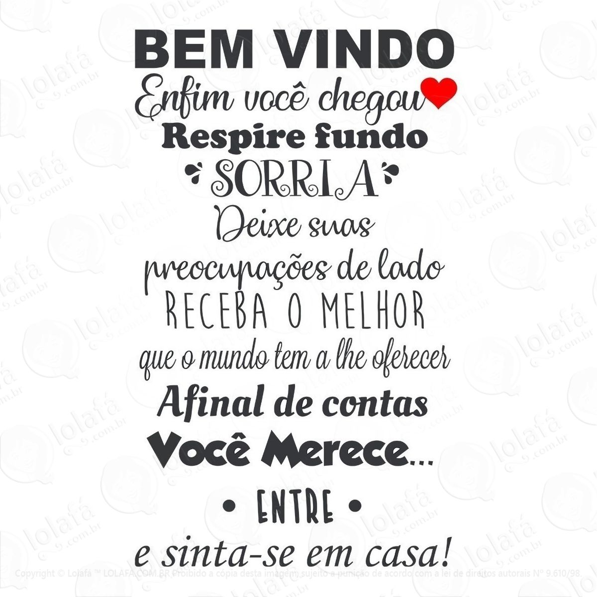 adesivo parede frases amor ame mais tenha fé sorria 60x110cm mod:607