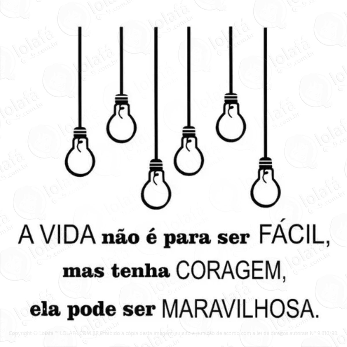 adesivo parede luz lâmpada frase vida mod:626