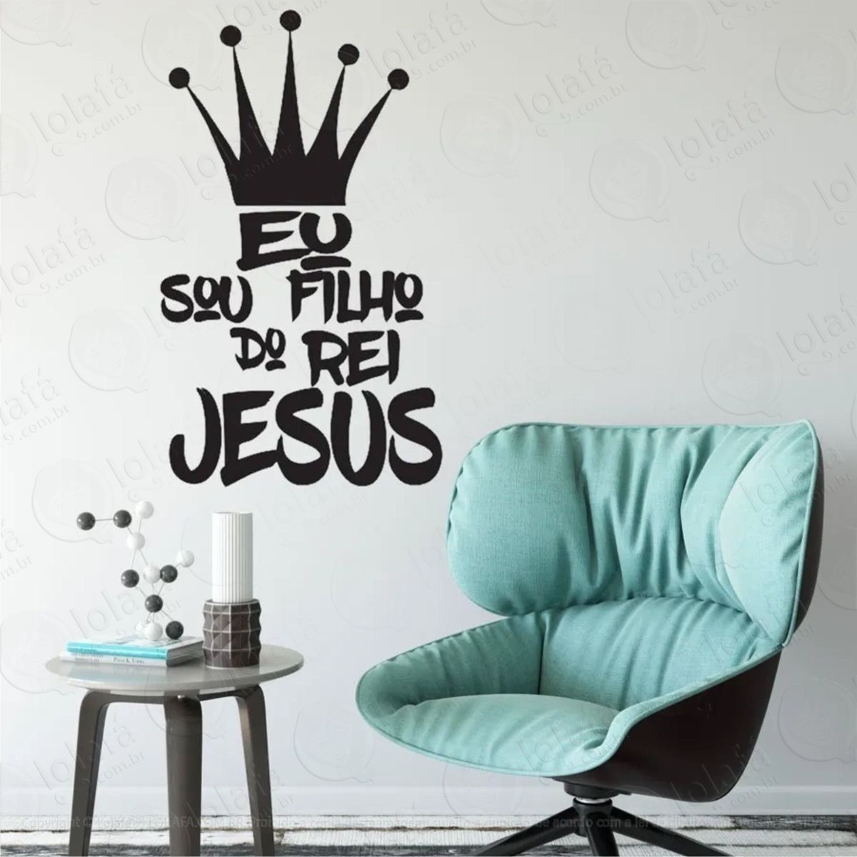 adesivo decorativo parede frase sou filho do rei jesus mod:631