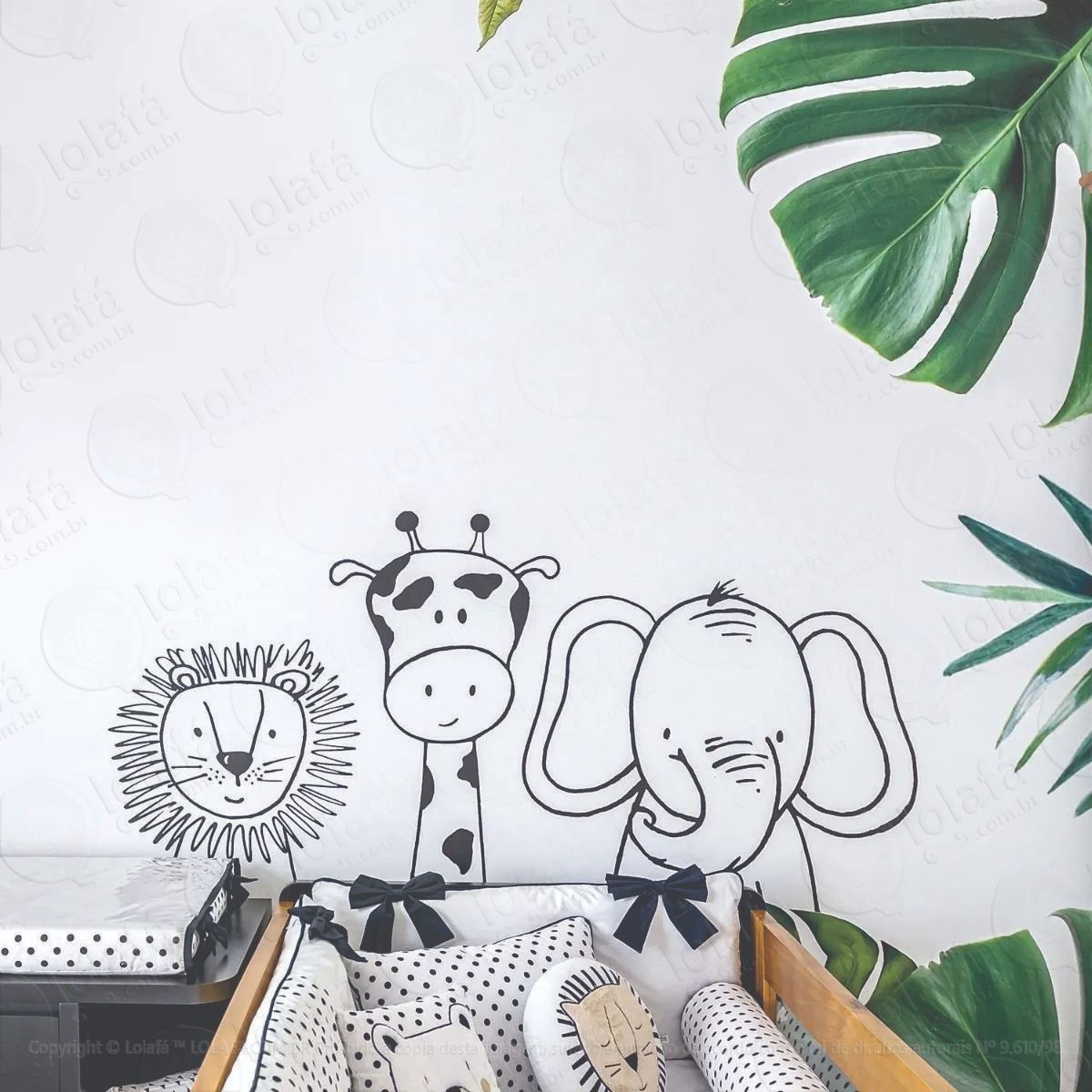 adesivo decorativo safari animais  zoo baby 120x55cm mod:689