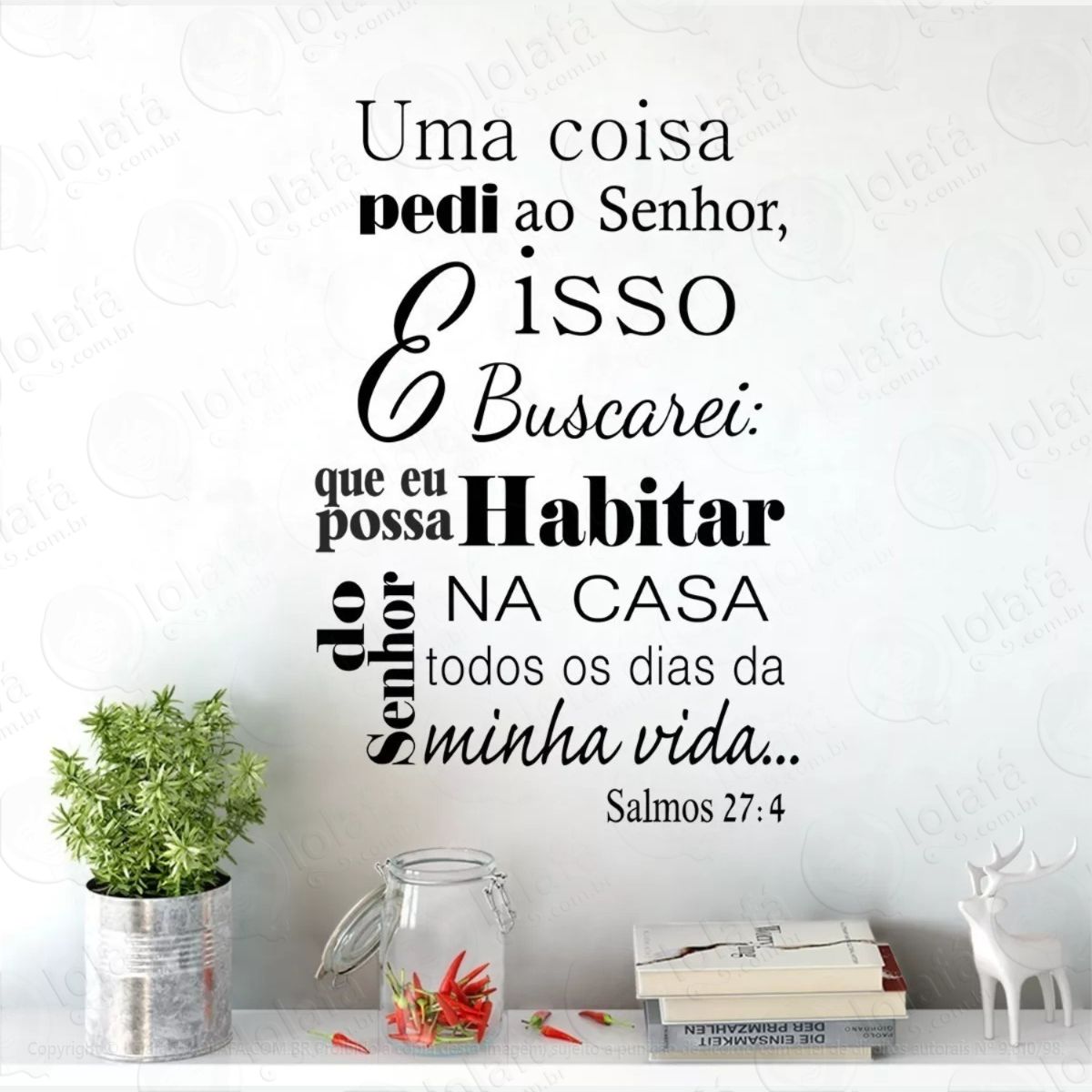 adesivo decoração parede frase bíblica religioso salmos 27:4 mod:701