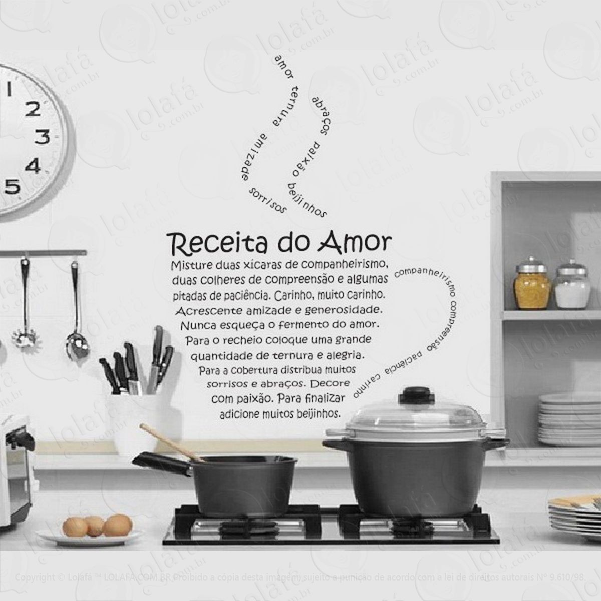 adesivo decorativo - cozinha receita do amor - grande mod:724