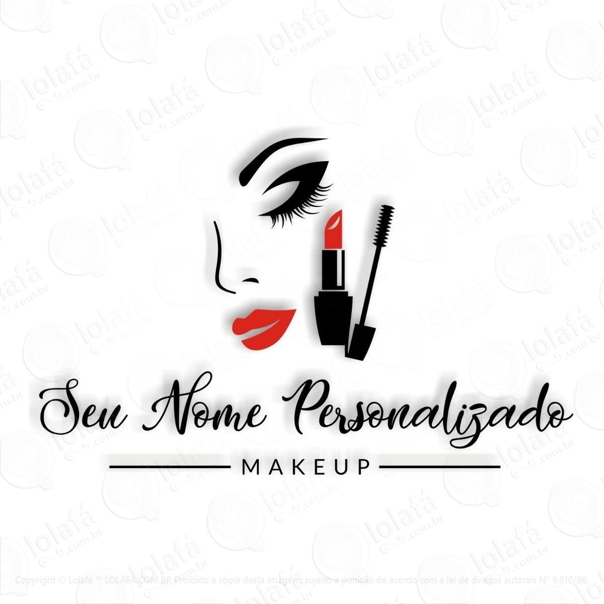 Adesivo De Parede Makeup +nome Salão De Beleza Mod:741