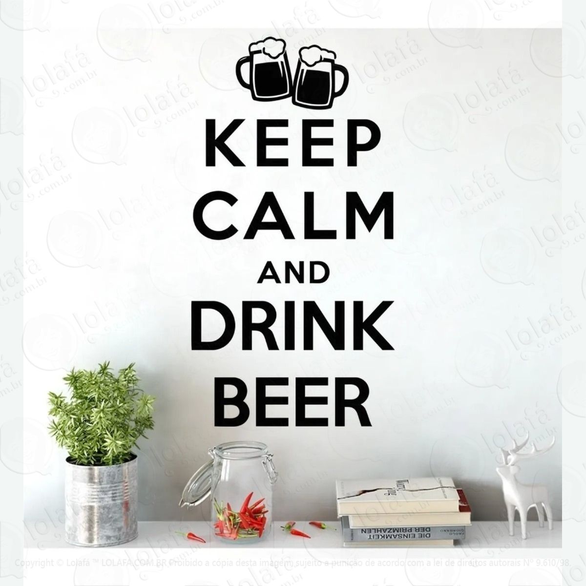 adesivo decorativo de parede keep calm and drink beer mod:809