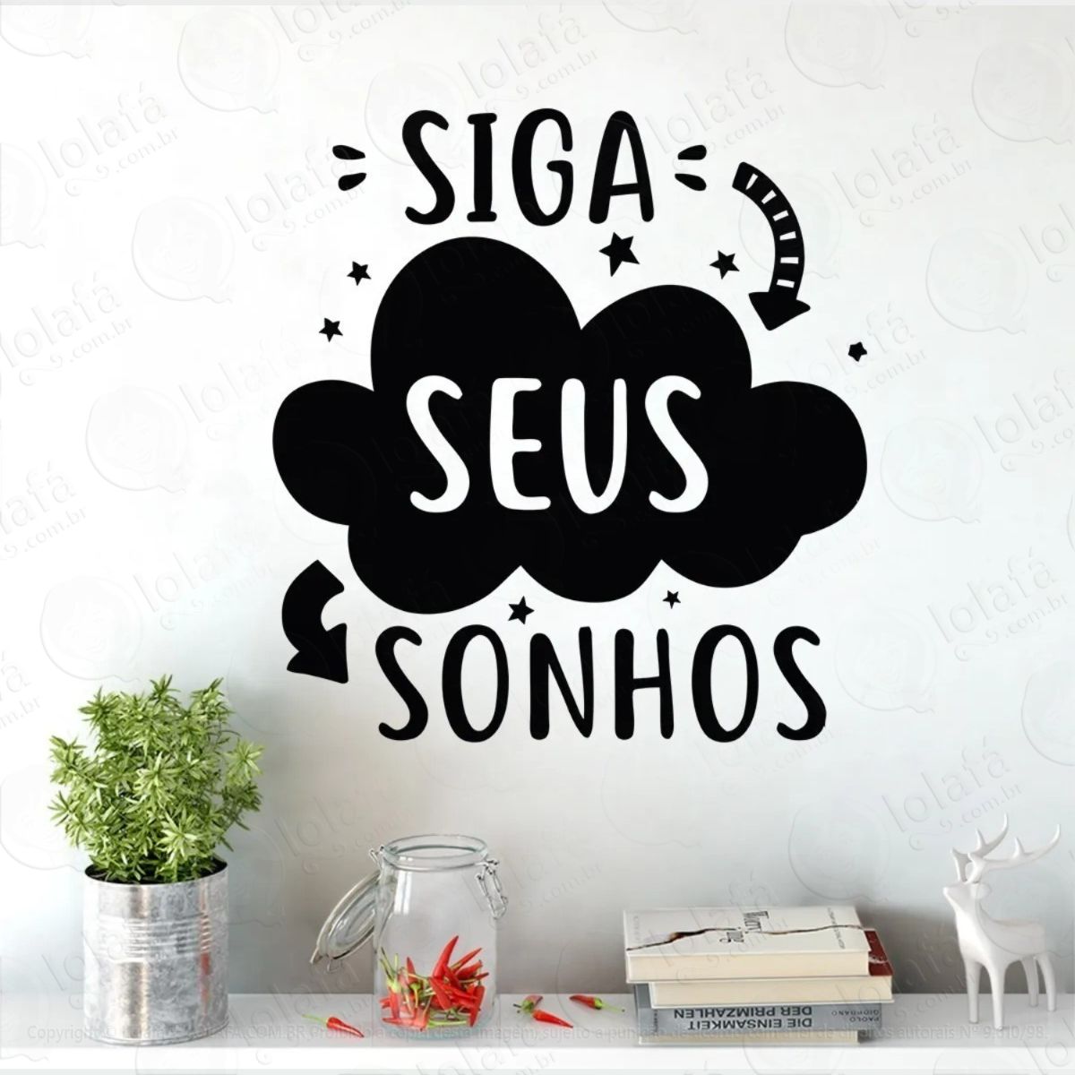 adesivo decorativo parede frases motivação siga seus sonhos mod:819