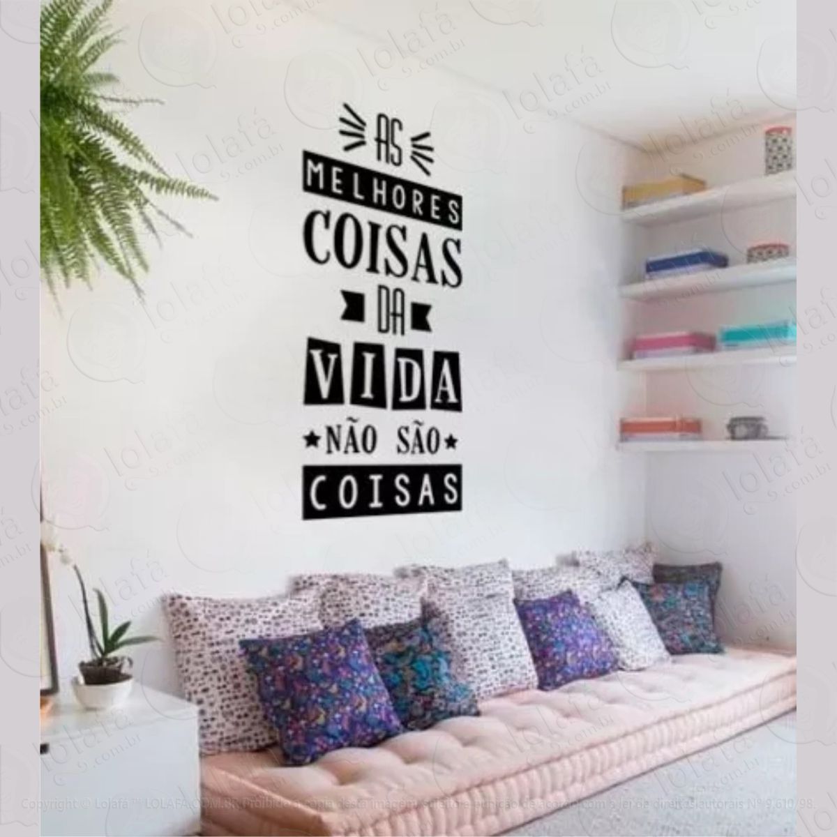 adesivo parede sala quarto frase decoração melhores coisas mod:867