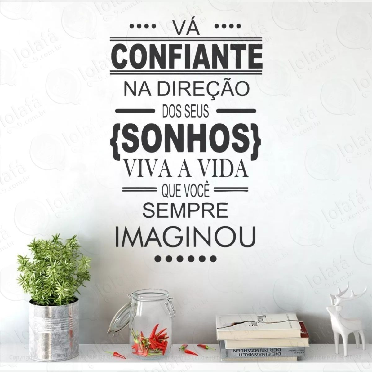 adesivo decorativo de parede sala quarto frase va confiante mod:872