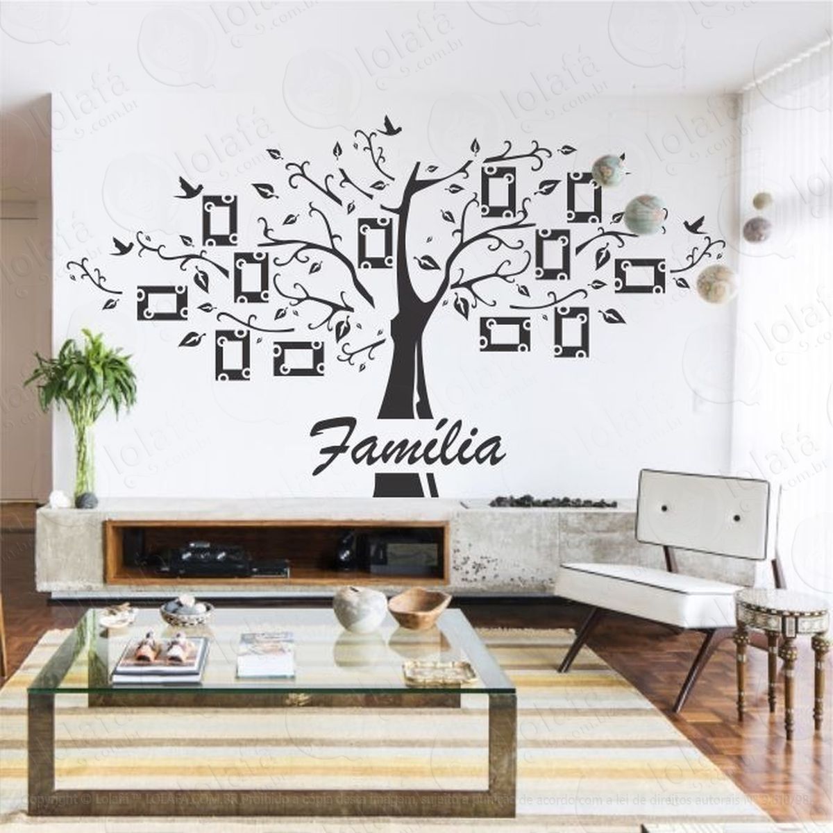 adesivo decorativo Árvore genealógica fotos da família sala mod:910