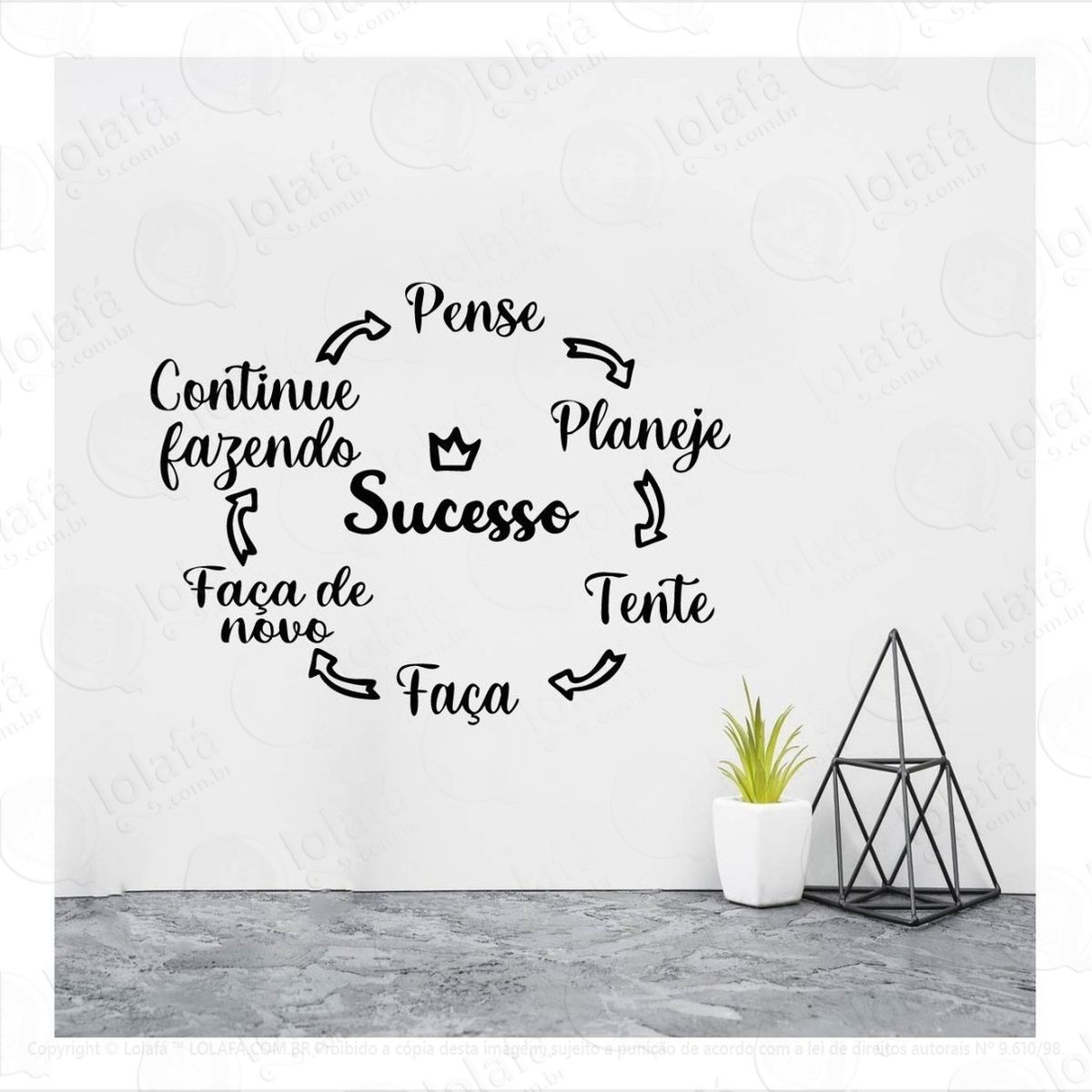 adesivo decorativo de parede motivacional ciclo para sucesso mod:984