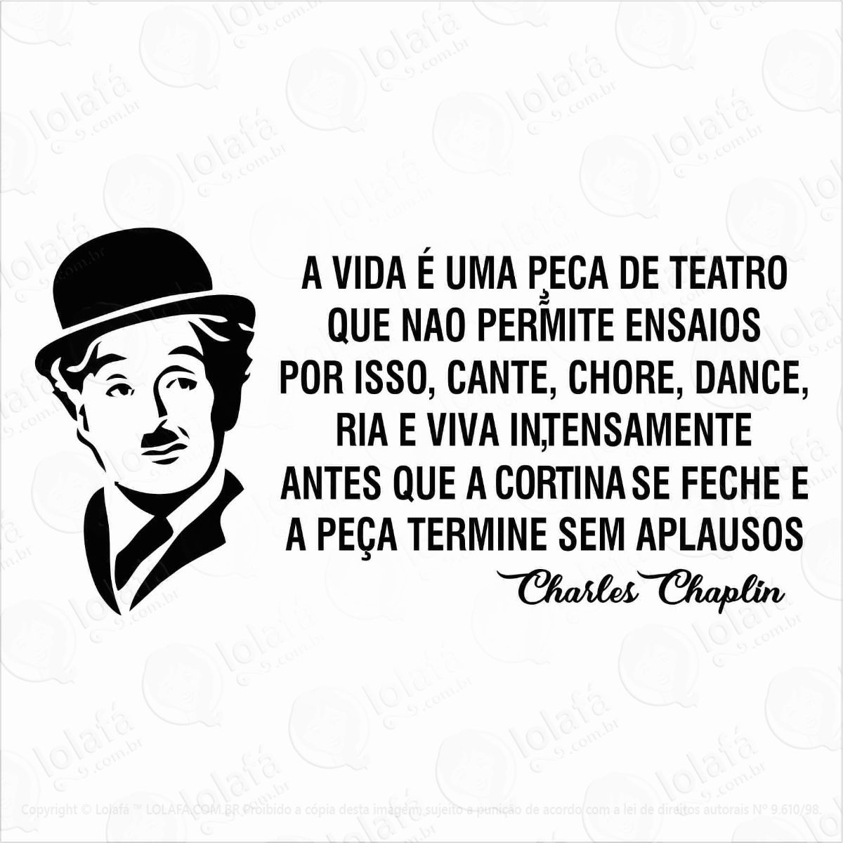 adesivo decorativo parede frases motivação charles chaplin mod:987