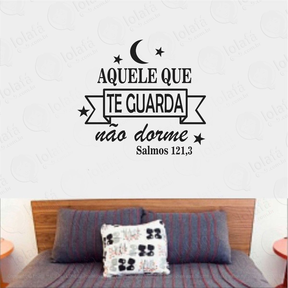 adesivo decorativo parede aquele que deus guarda não dorme mod:1030