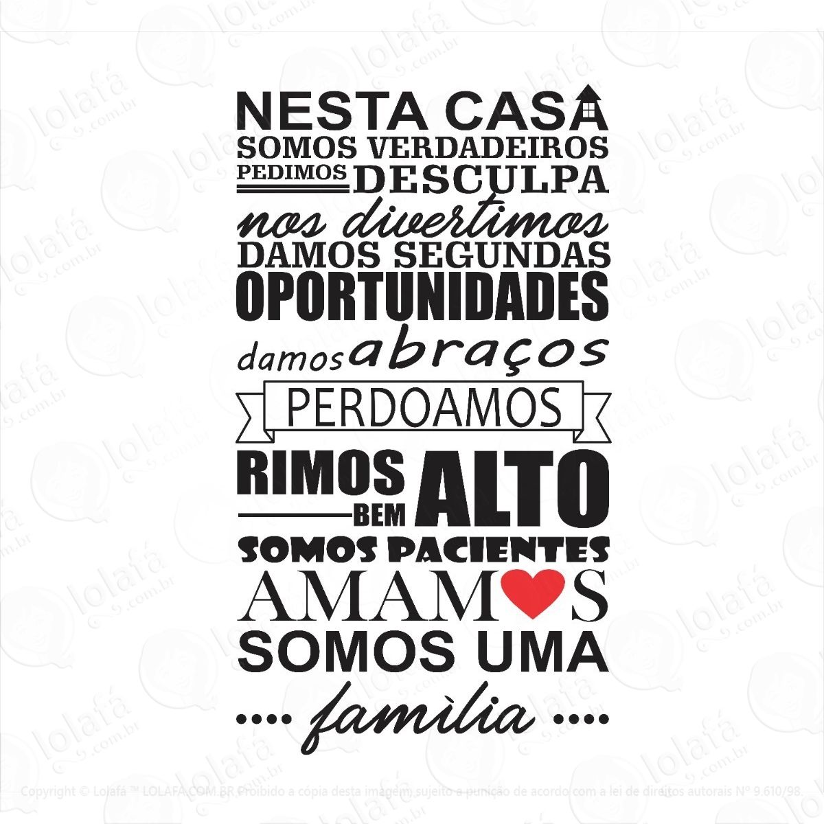 adesivos decorativo frases nessa casa somos uma família mod:1034