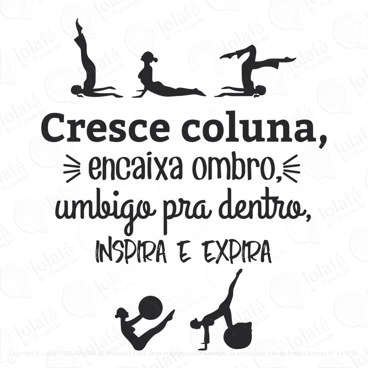 adesivo frases pilates cresce coluna para parede mod:1052