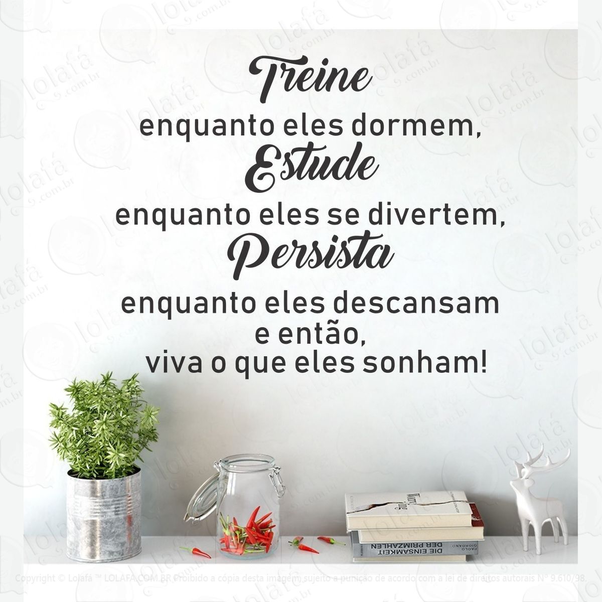 adesivo decorativo de parede motivacional treine persista mod:1061