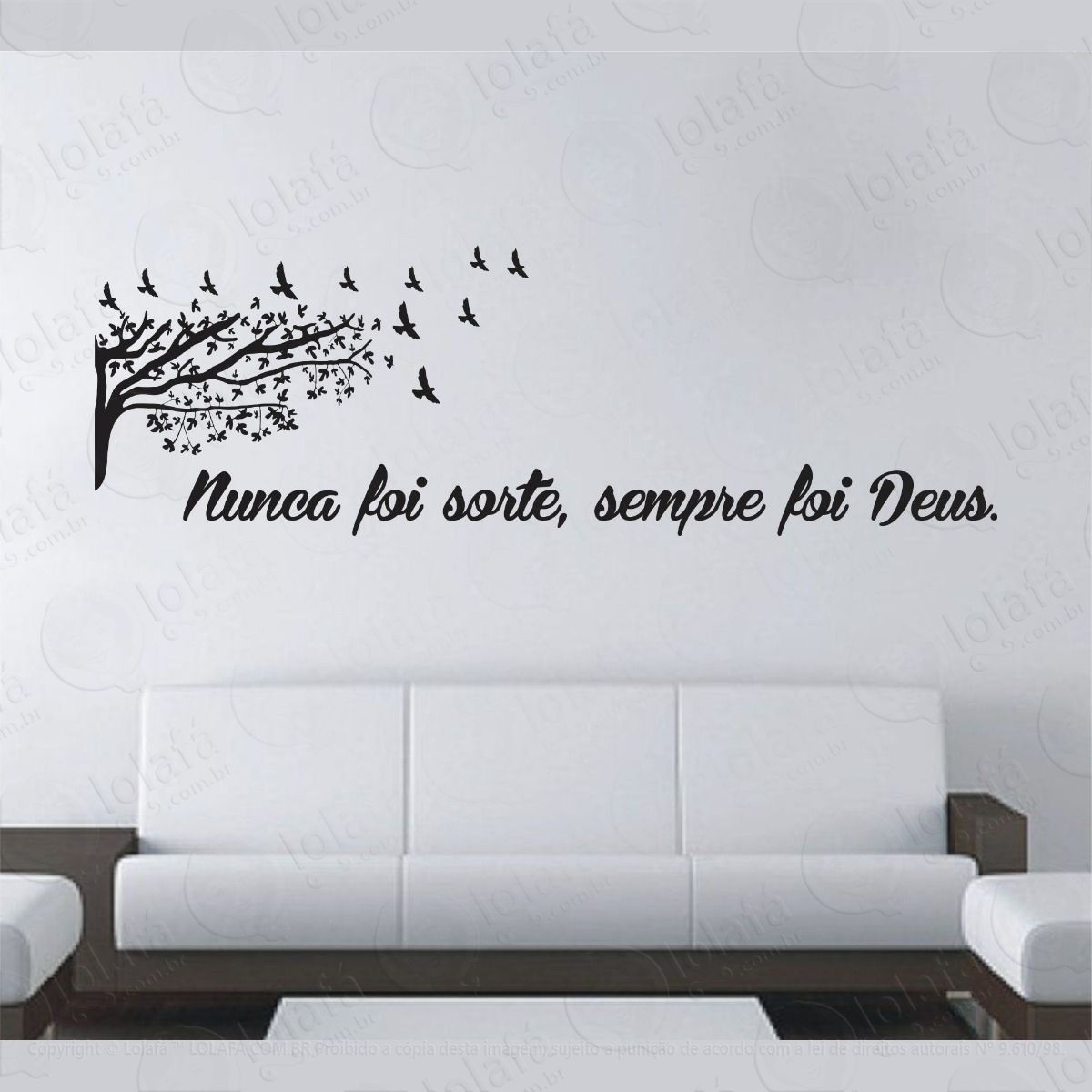 adesivo decorativo de parede quarto sala frase arvore deus mod:1083