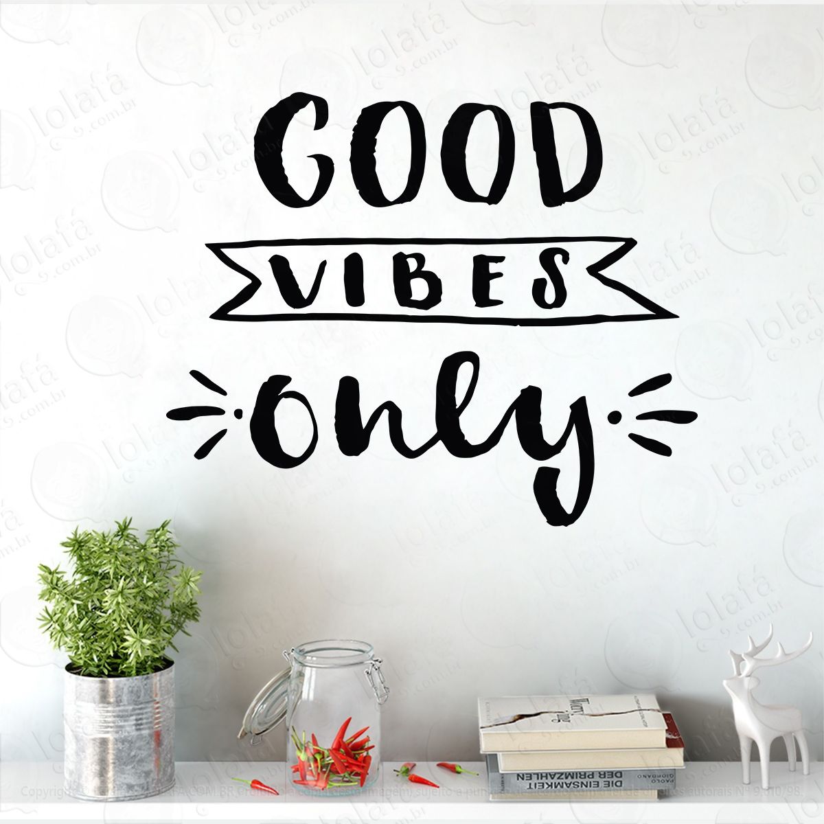 adesivo de parede decorativo good vibes only mod:1096