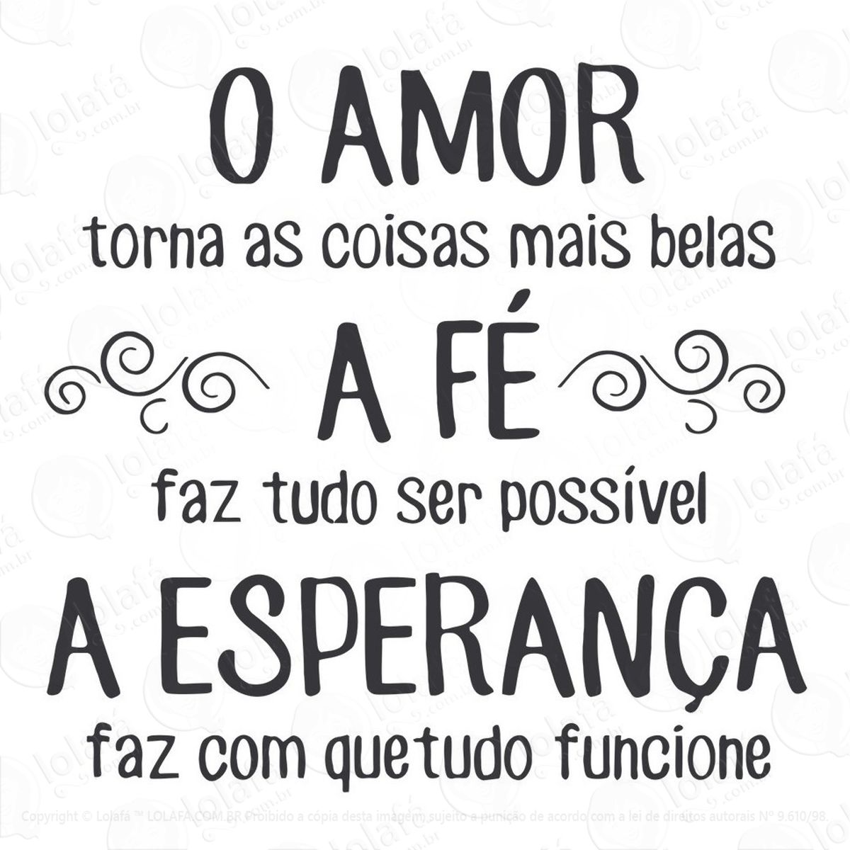 adesivo decorativo frase sala quarto o amor mod:1114