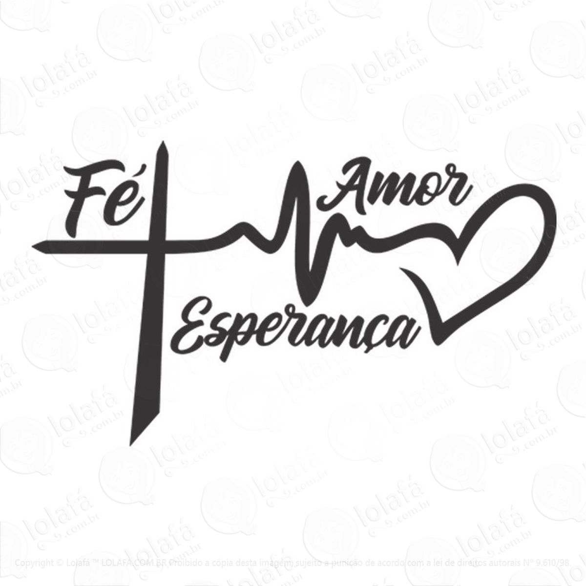 adesivo de parede decorativo frase fé amor esperança mod:1116