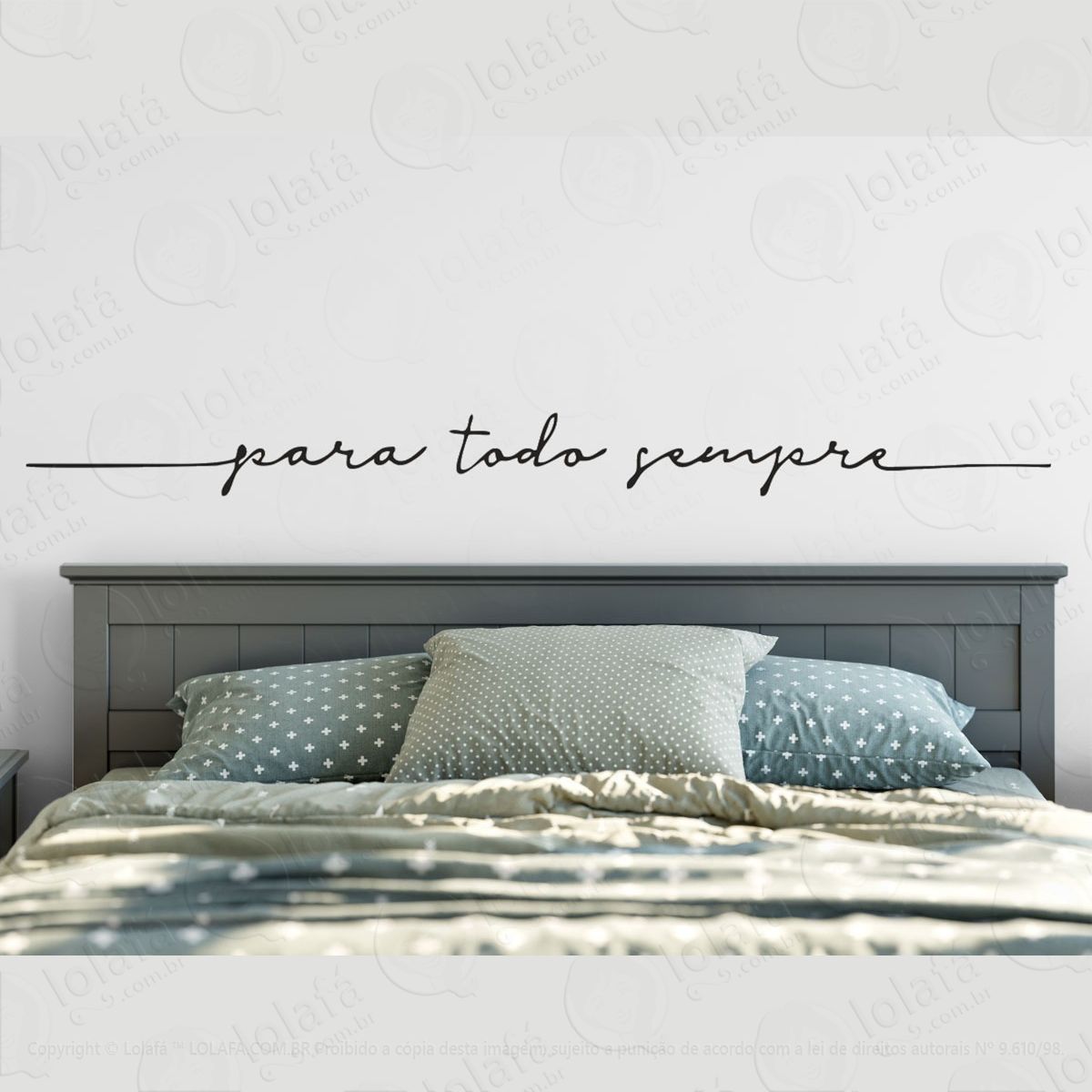 adesivo decorativo frase cabiceira cama para todo sempre mod:1124