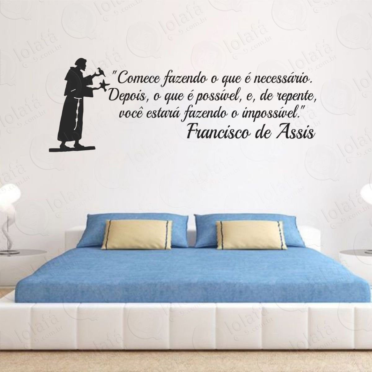 adesivo frase parede quarto religioso francisco de assis mod:1134