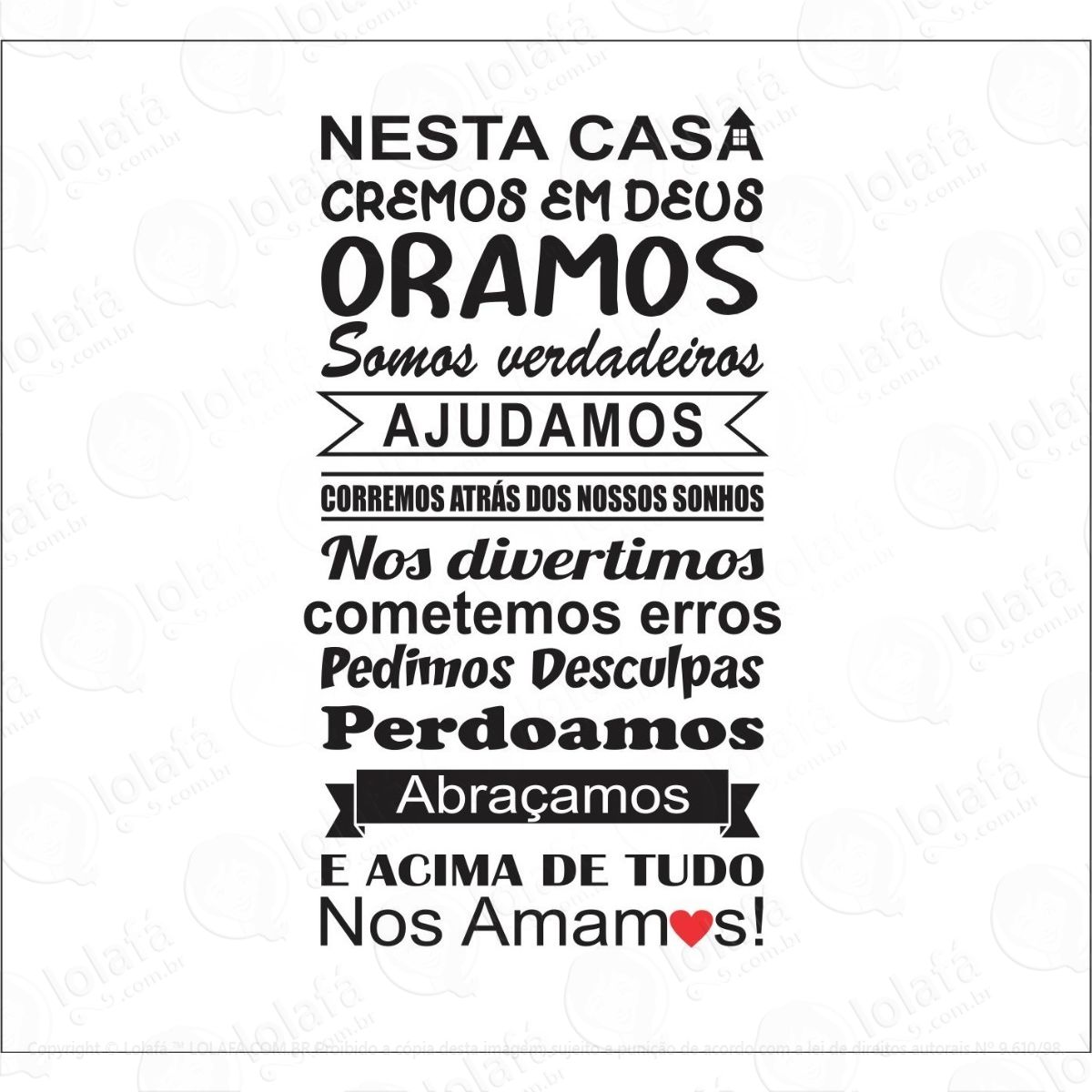 adesivo frase parede nesta casa cremos em deus promoção mod:1139