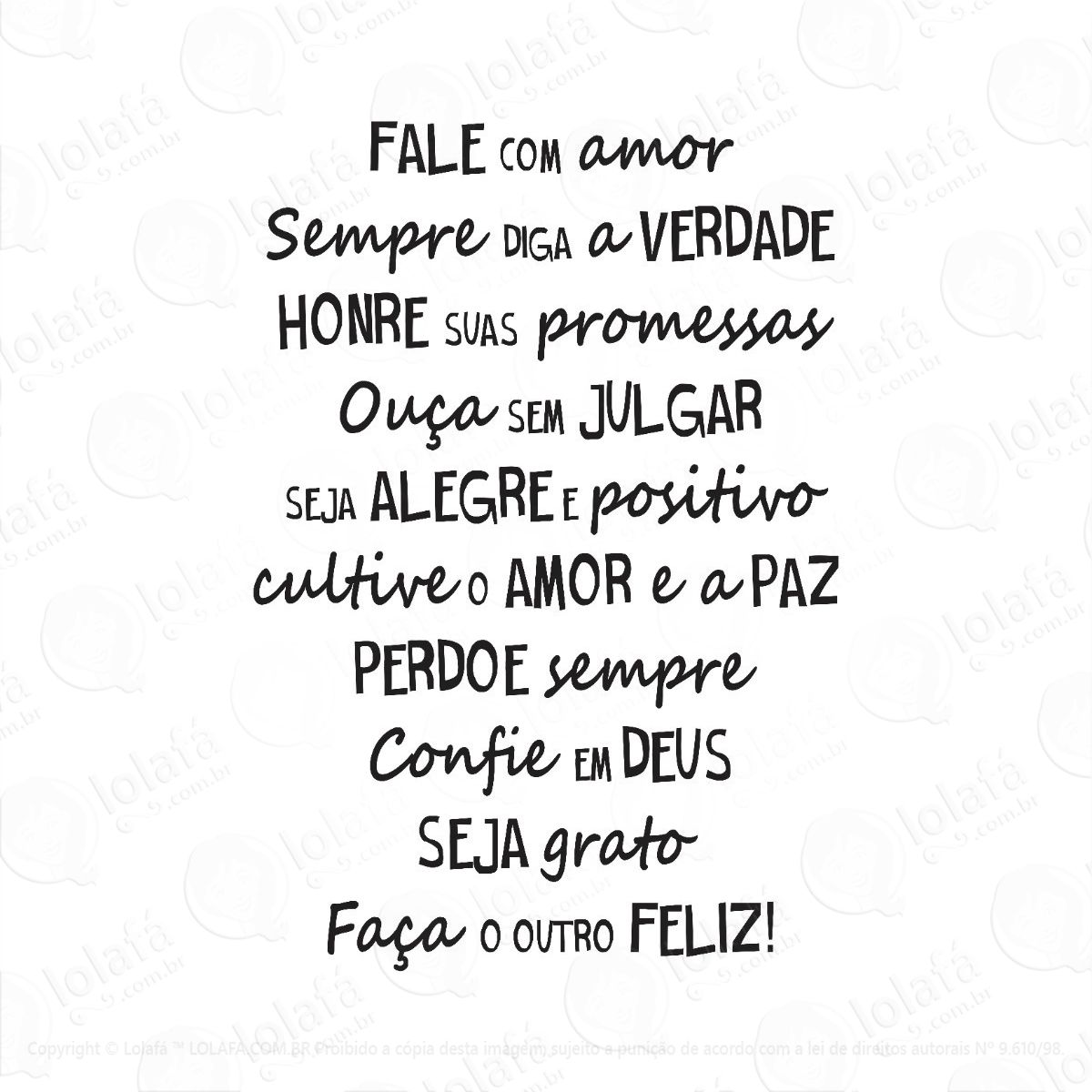 adesivos decorativo de parede frase evangelica fale com amor mod:1145