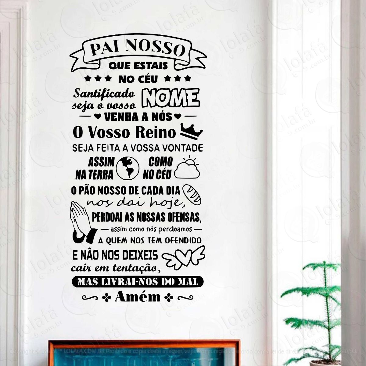 adesivo decorativo de parede quarto sala oração pai nosso mod:1165