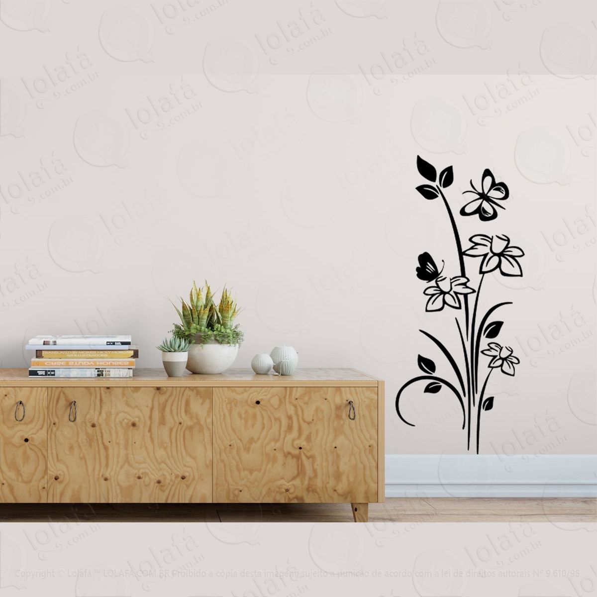 adesivo decorativo flores e ramos para sala e quarto mod:1173