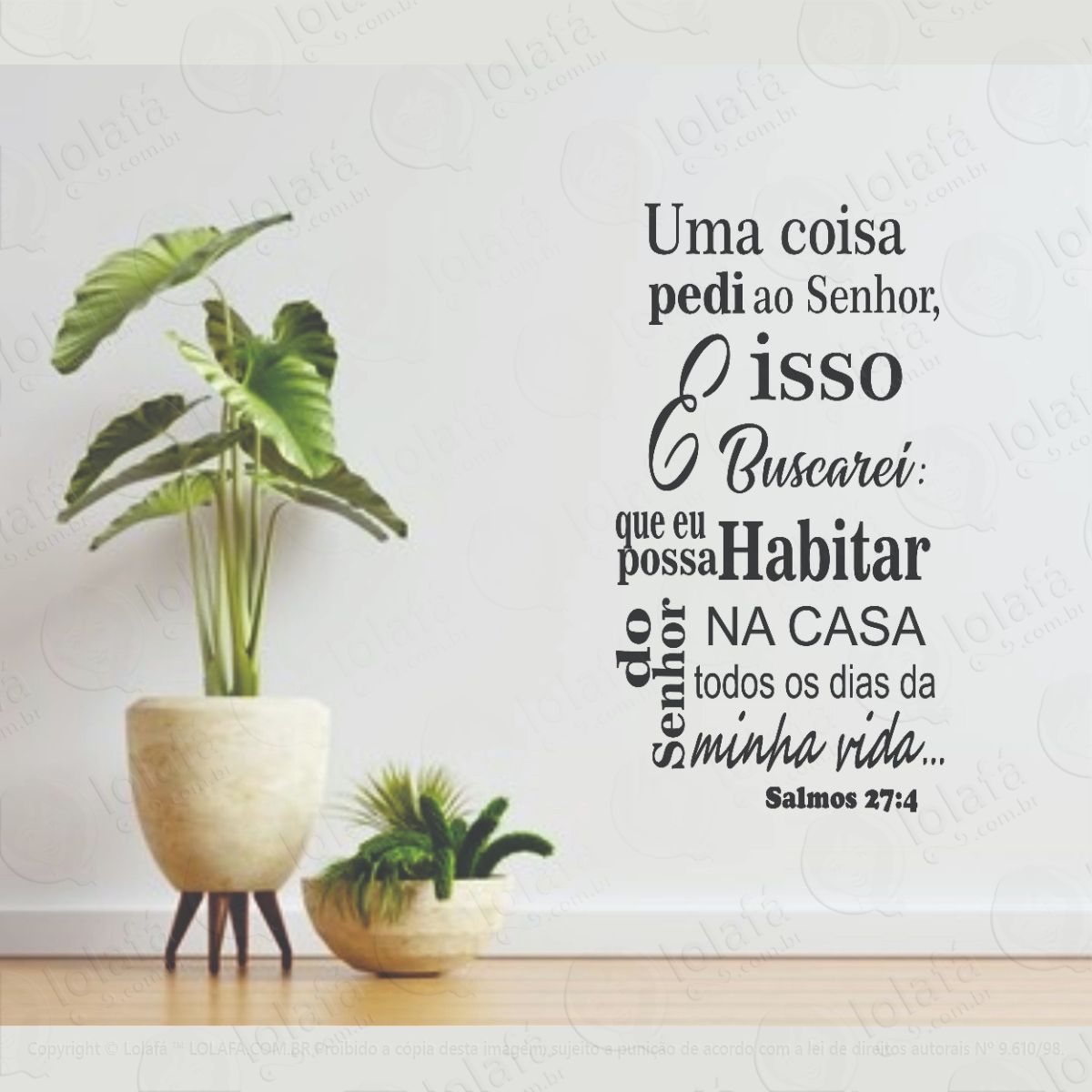 adesivo decoração parede frase bíblica religioso salmos 27:4 mod:1217