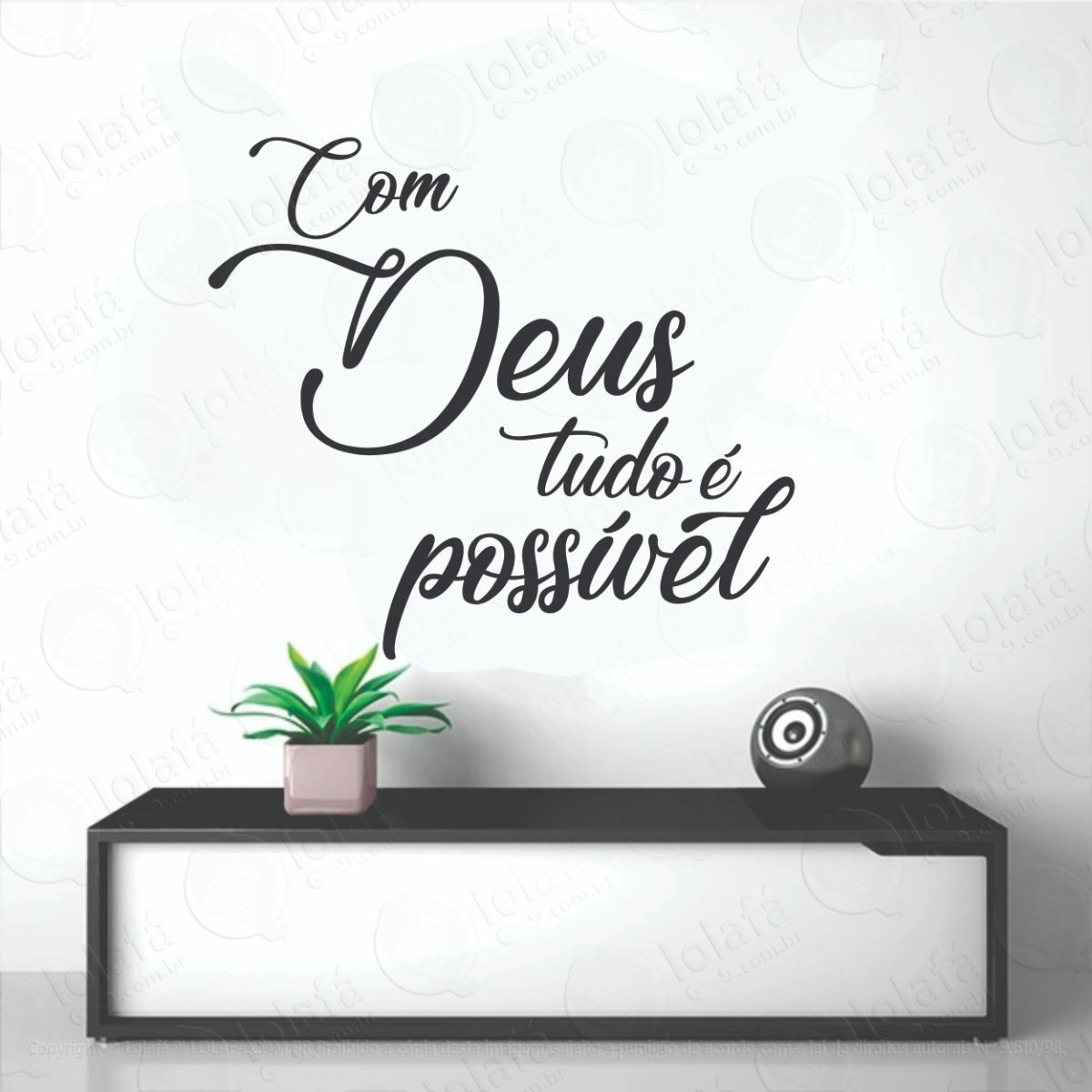 adesivo decorativo com deus tudo e possível 1,00cm x 0,45cm mod:1218