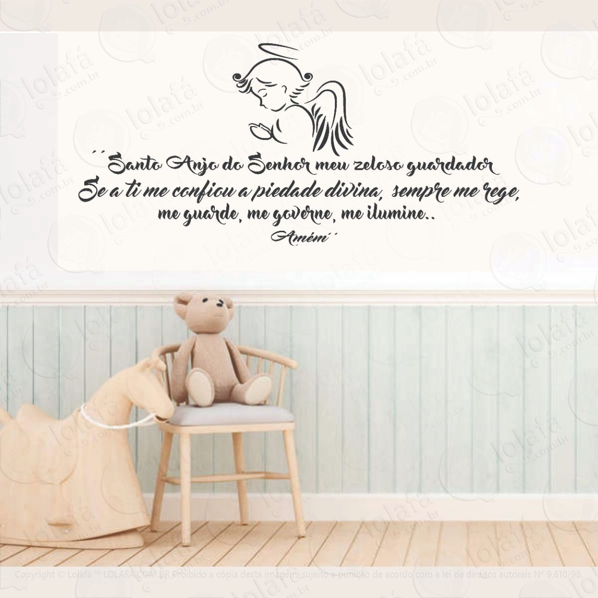 adesivo decorativo de parede oração santo anjo infantil mod1 mod:1221