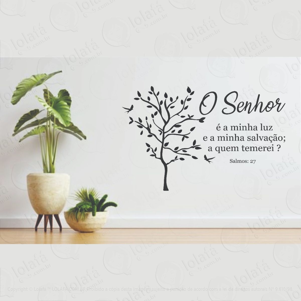 adesivo decorativo parede salmos 27 o senhor É minha luz mo1 mod:1230