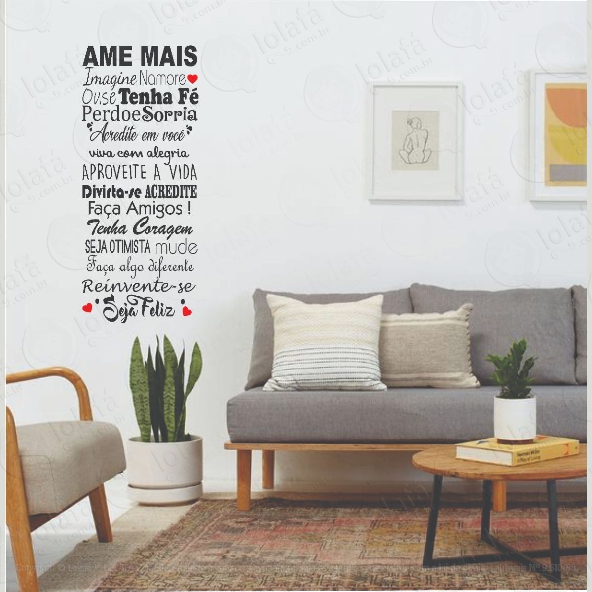 adesivo decorativo de parede quarto sala ame mais imagine mod:1253