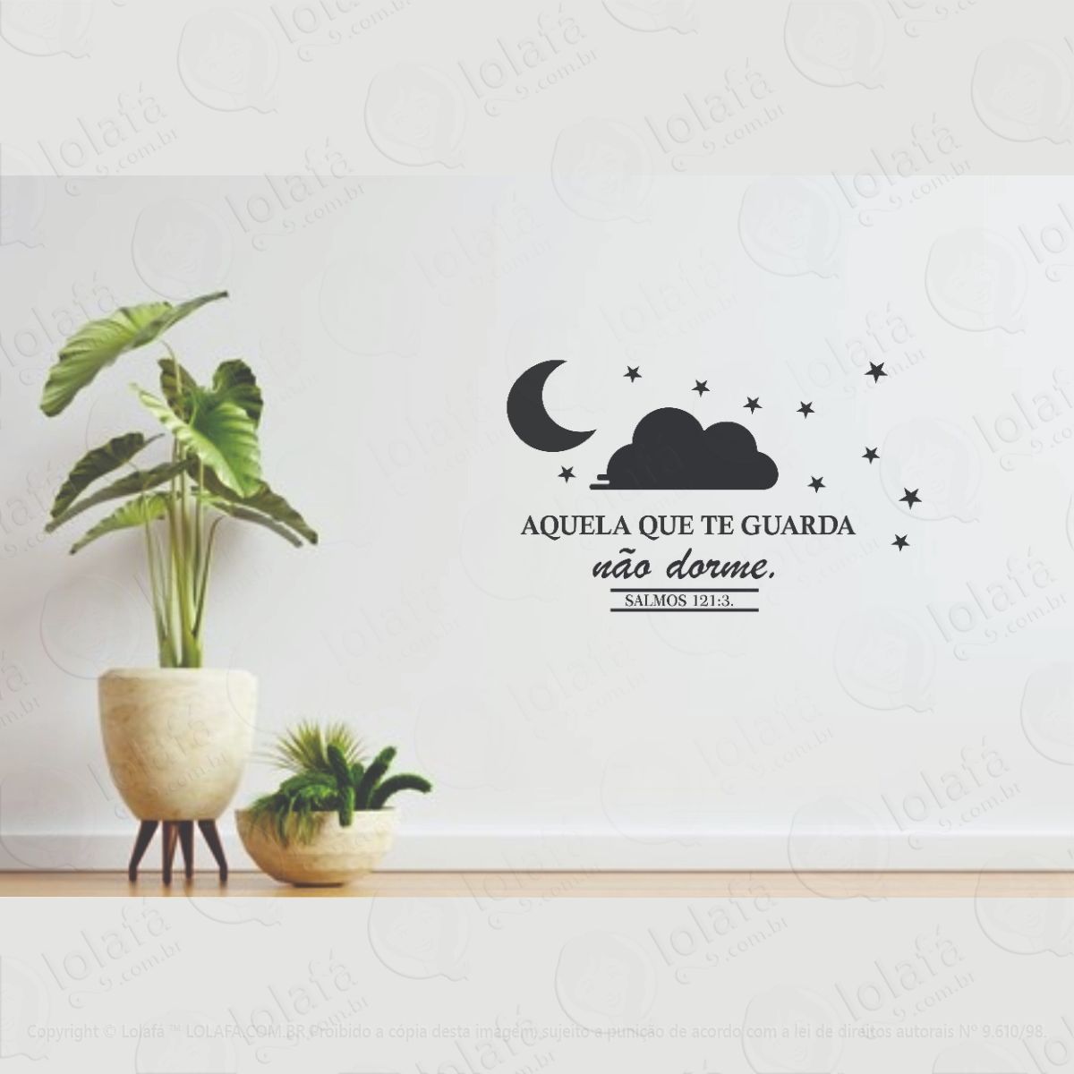 adesivo decorativo para parede frase aquele que te guarda n1 mod:1258