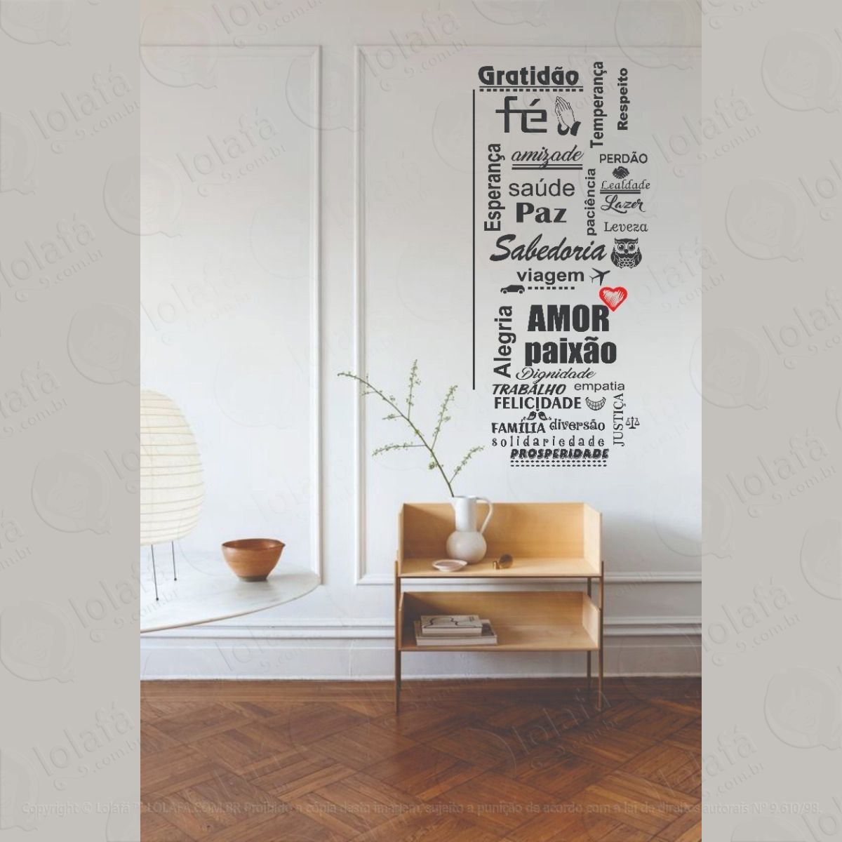 adesivo decorativo frase gratidão fé amizade mod:1321