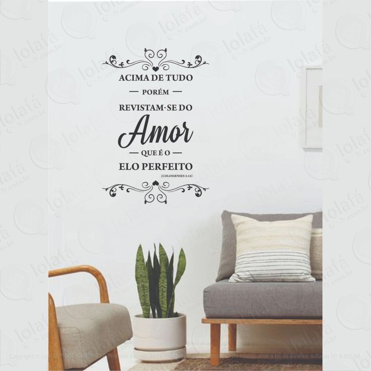 adesivo decorativo acima de tudo amor elo perfeito mod:1329