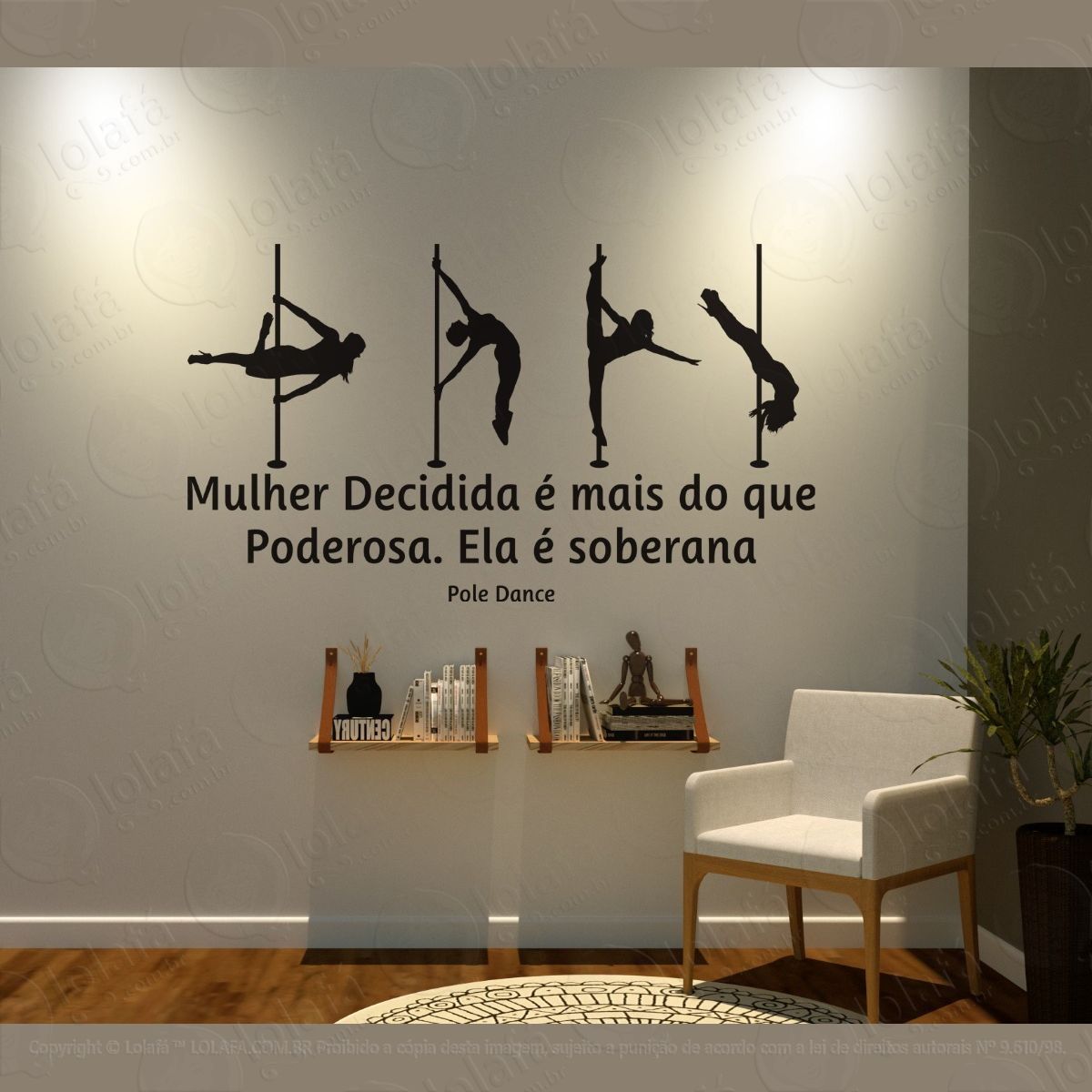 adesivo decorativo parede pole dance mulher decidida 100x057 mod:1354