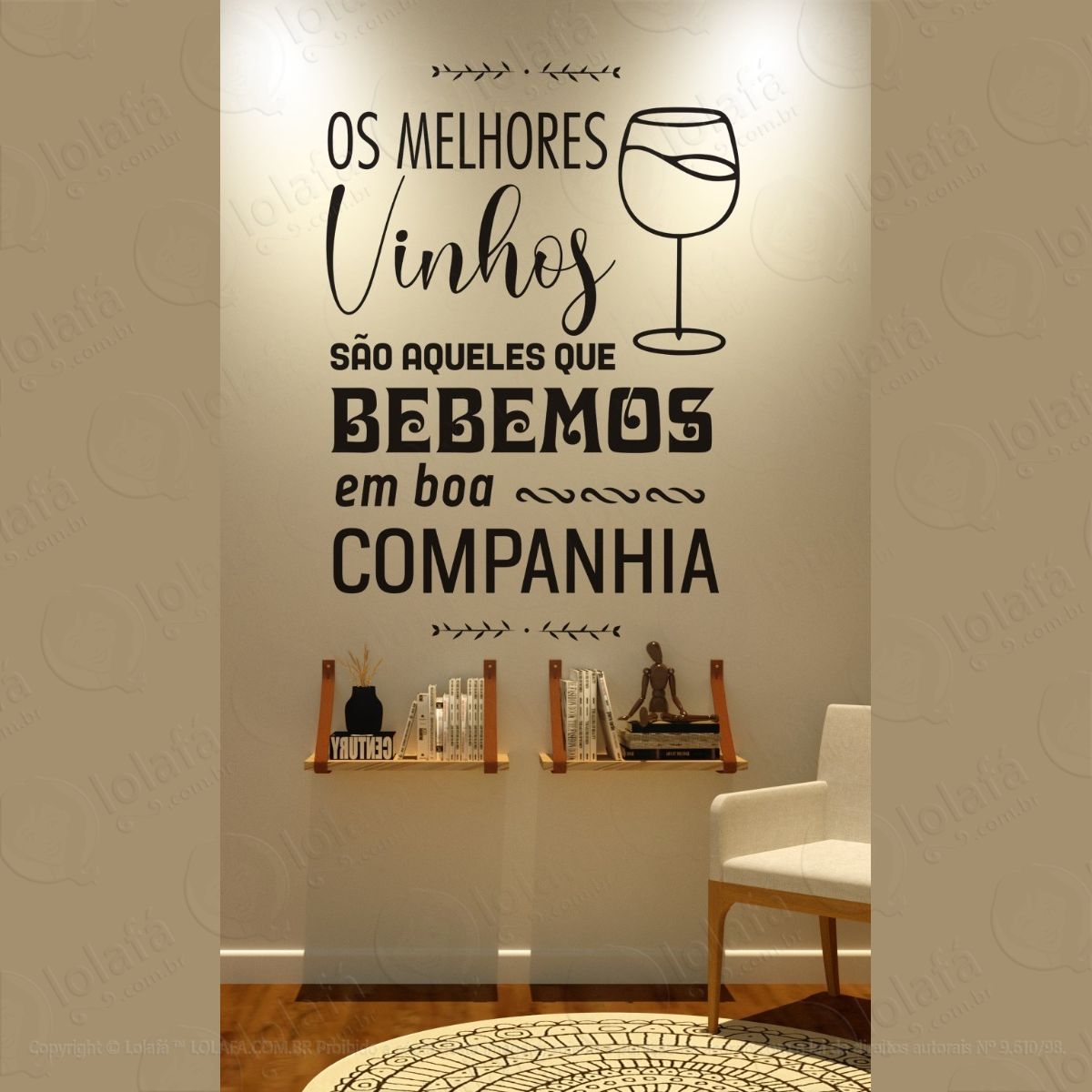 adesivo decorativo parede  os melhores vinhos...  1,30x0,93m mod:1359