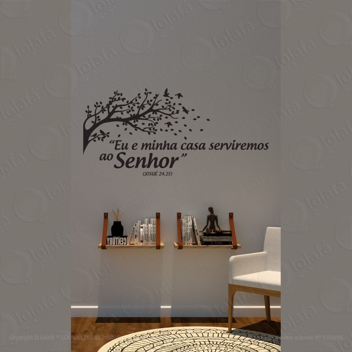 adesivo decorativo parede  eu e minha serviremos ao senhor mod:1361