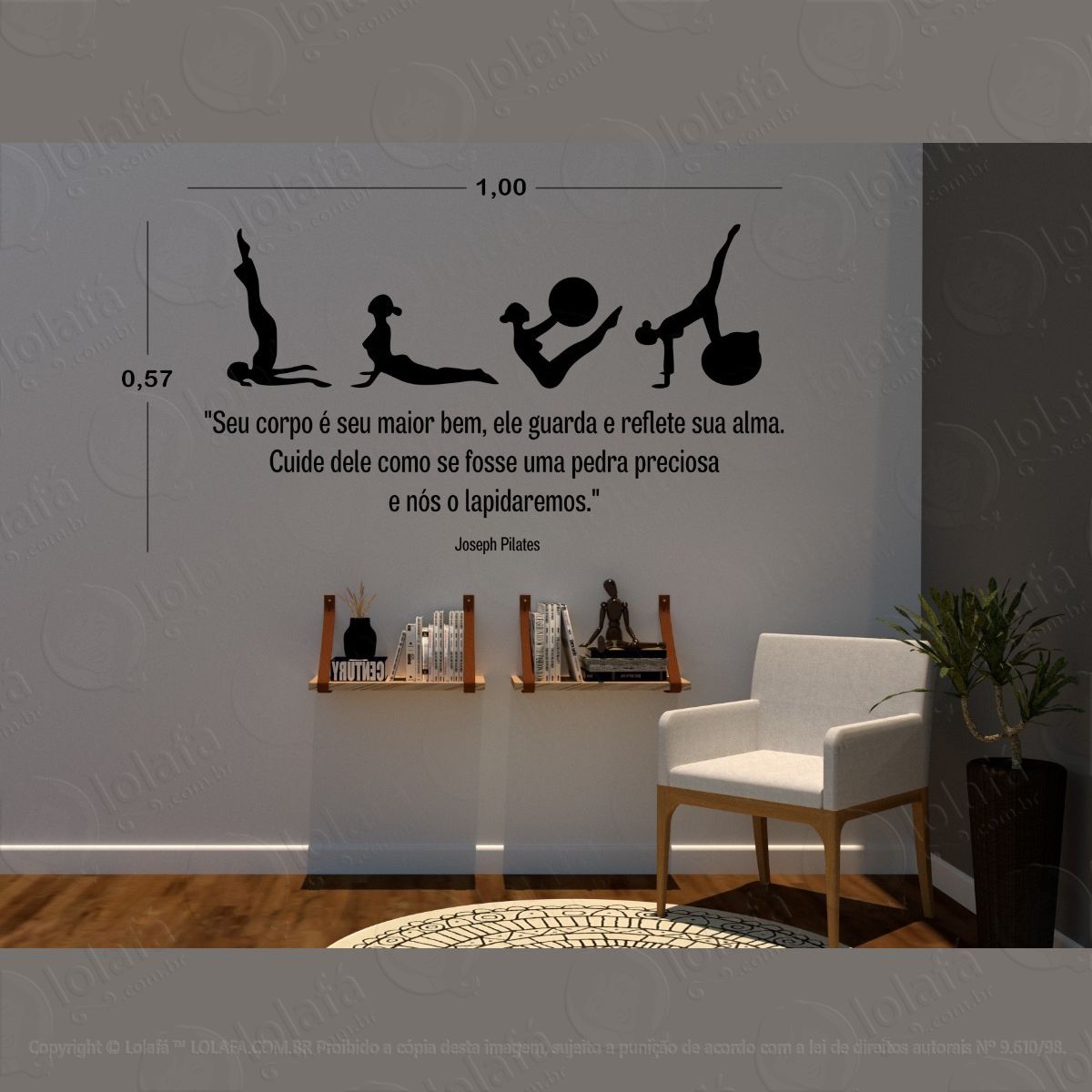 Kit Adesivo Decorativo De Parede Studio Pilates E Yoga no Shoptime