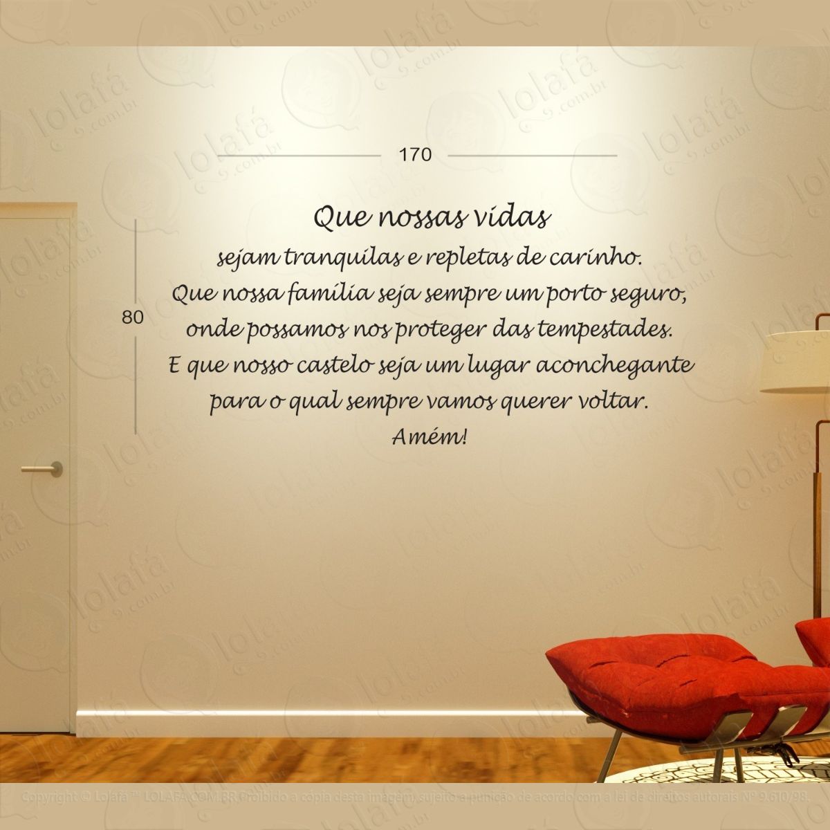 adesivo parede decorativo frases personalizadas 1,70x0,80m mod:1364