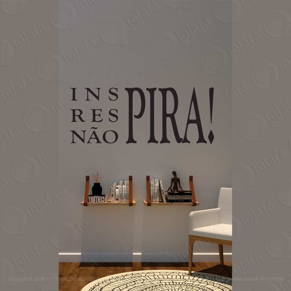 adesivo parede pilates yoga inspira, respira e não pira! mod:1376