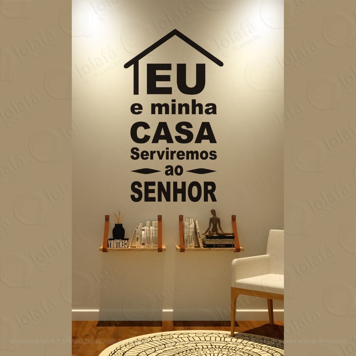 adesivo decorativo parede eu e minha serviremos ao senhor m4 mod:1379