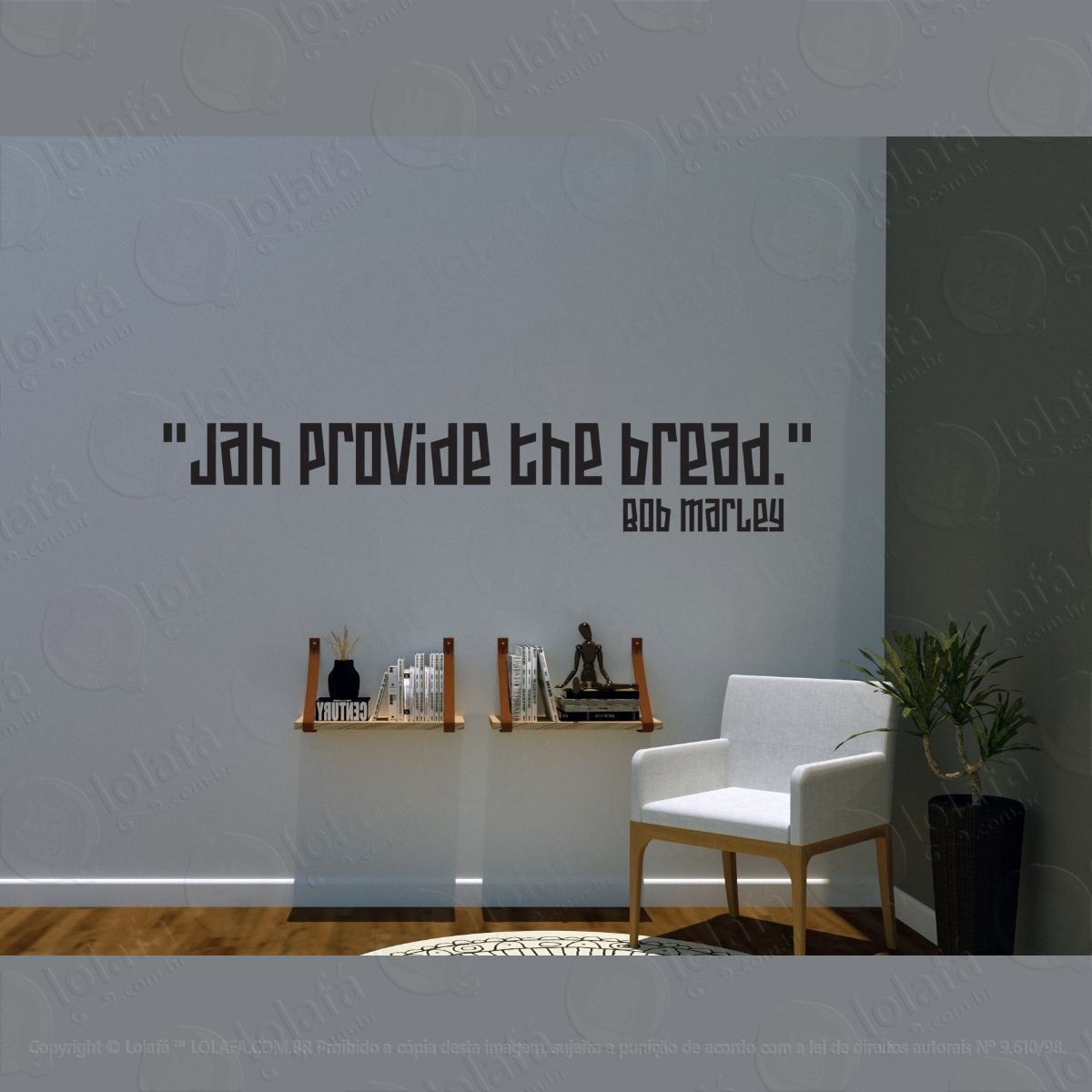 adesivo decorativo para paredes frases bob marley + brinde mod:1412