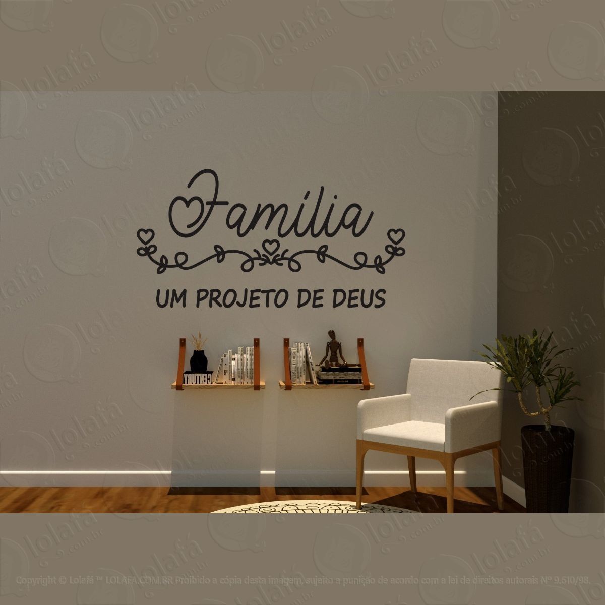 adesivo decorativo de parede família um projeto de deus mod:1421