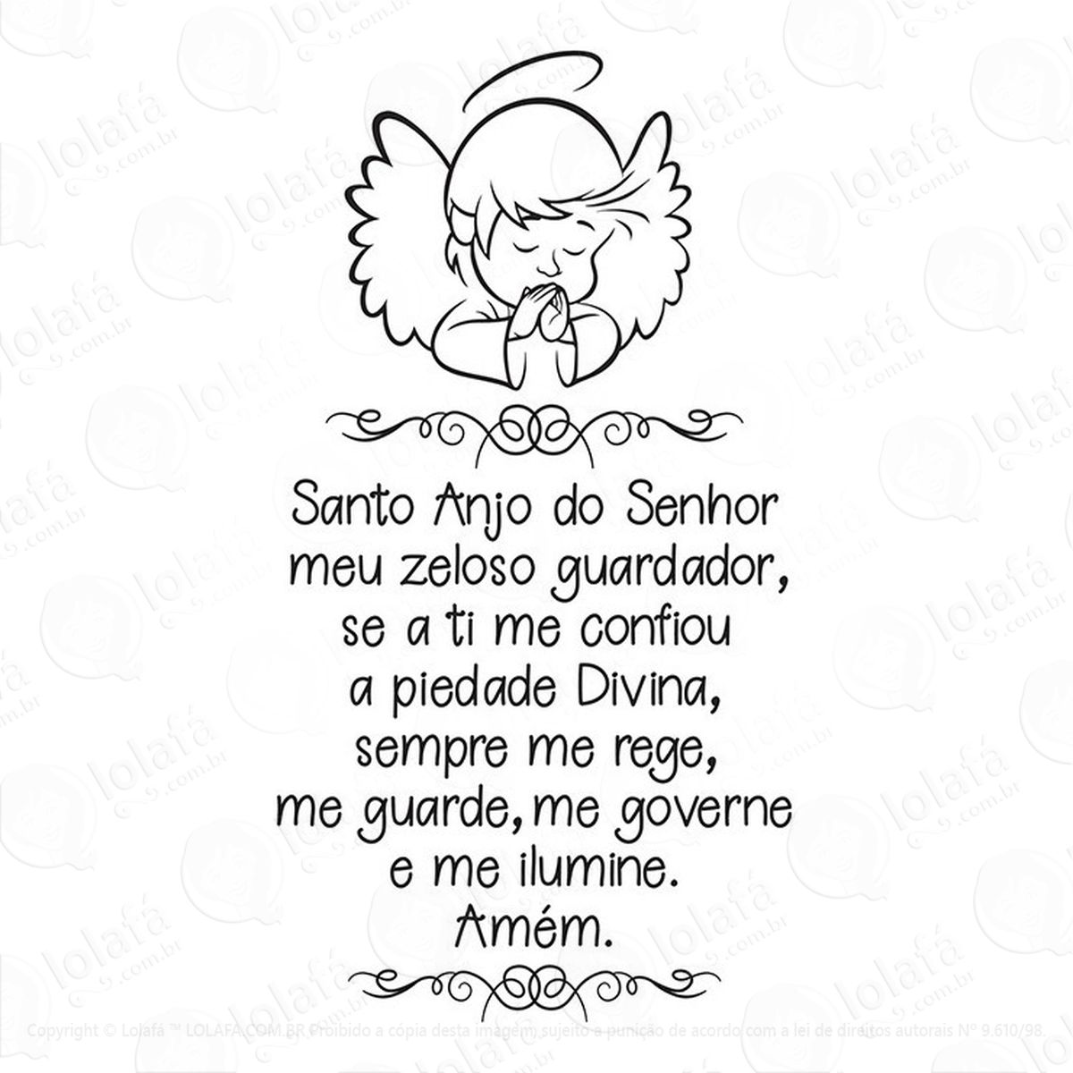 adesivo frases de parede oração  santo anjo do senhor mod:1427